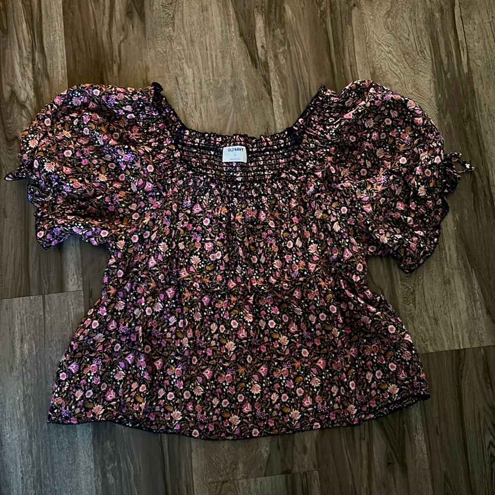 Old Navy Floral Blouse - Black and Pink